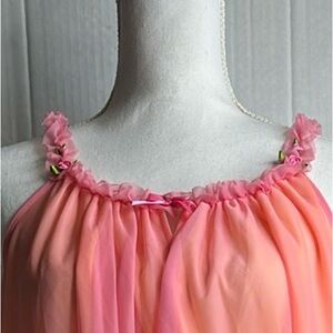 Betsy Johnson Intimidates Chic Pink and Orange Sheer Dress Size M